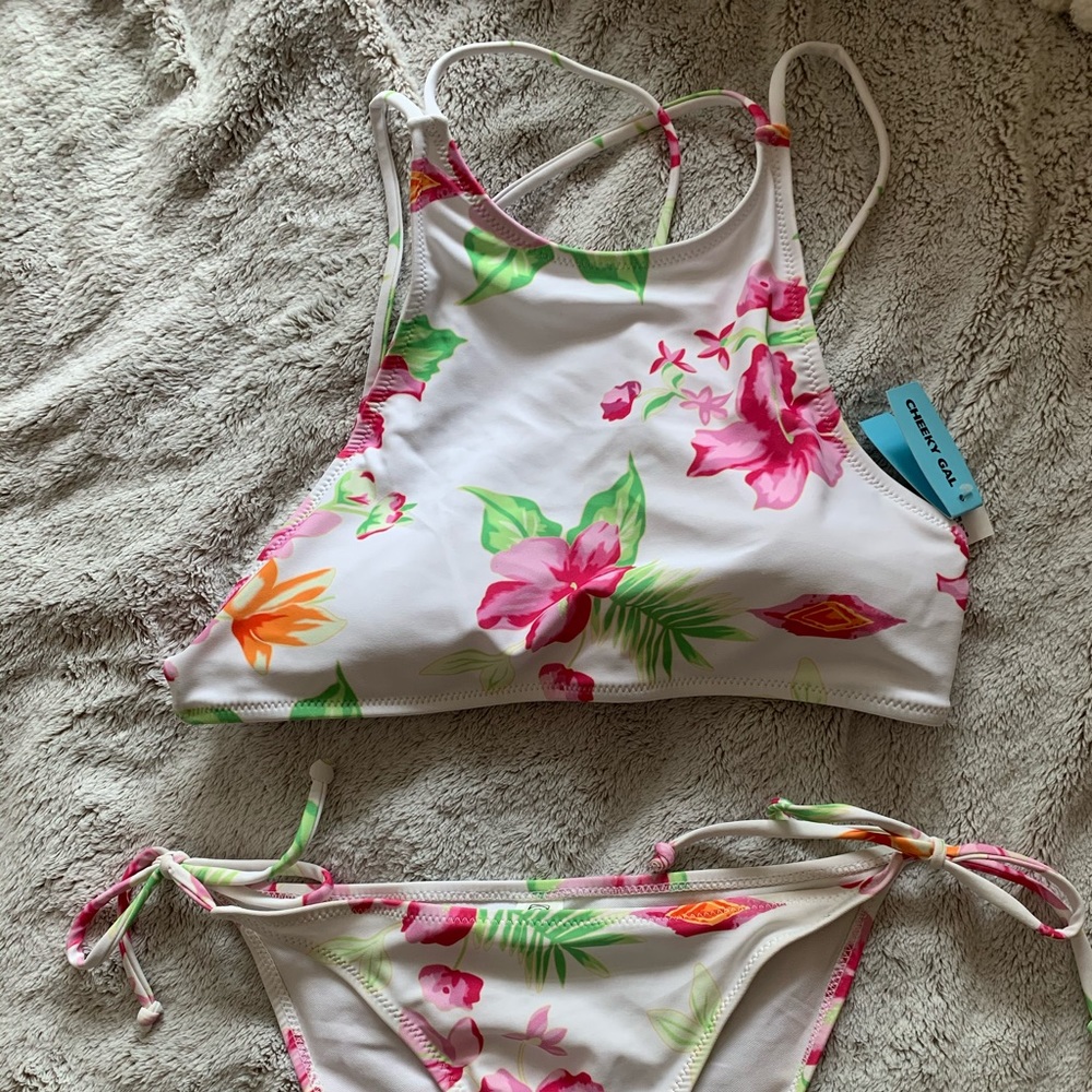Hawaiian floral Halter Bikini SET